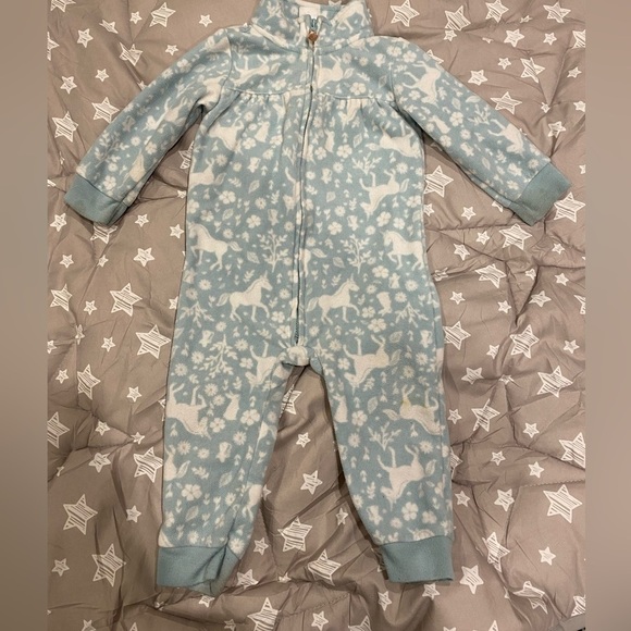 Carter’s baby girl 12 month fleece romper coverall overall sleeper fleece zip up - Picture 1 of 3